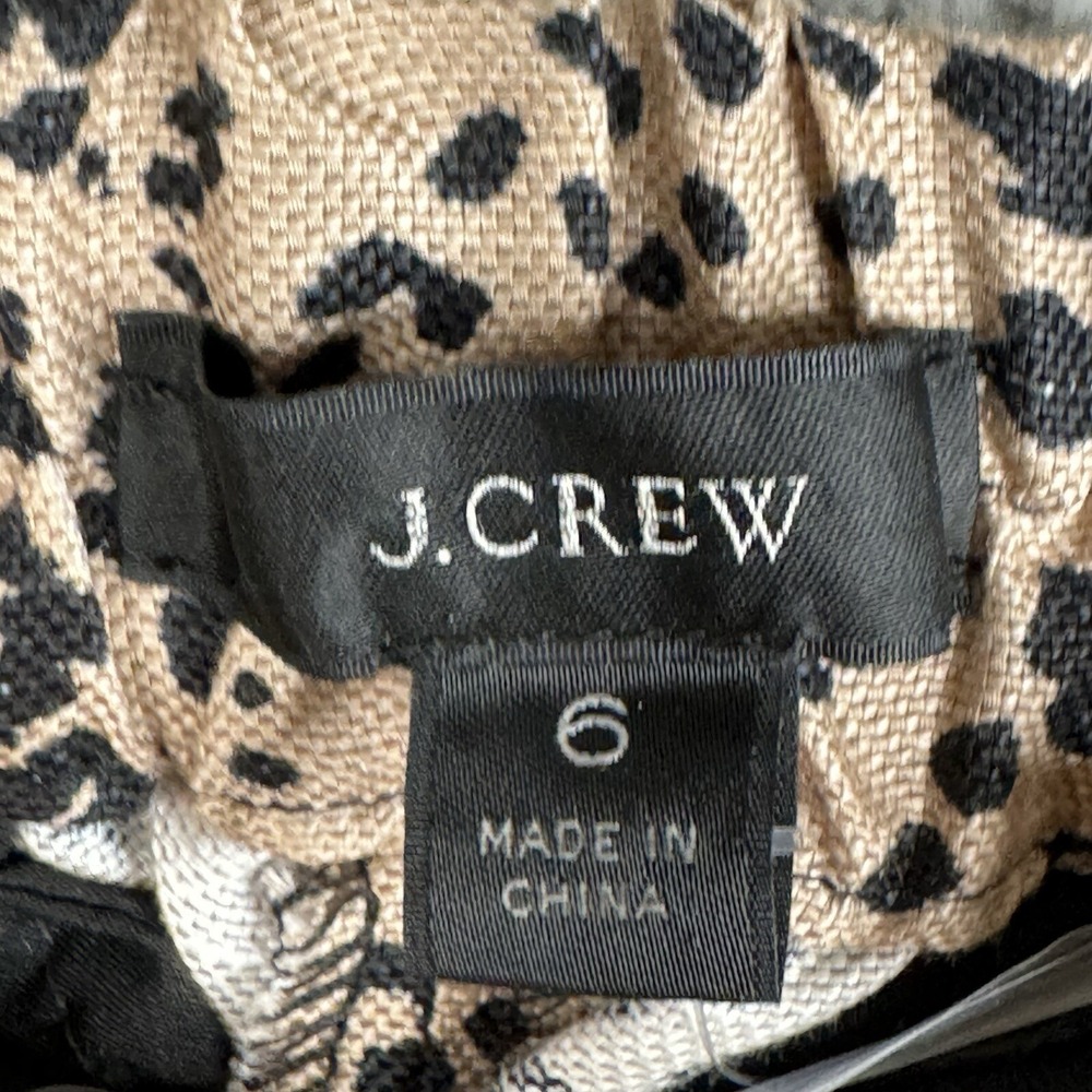 J. Crew Pants Womens 6 Leopard Print High Rise Peyton Linen Blend Wide Leg NWT - Picture 14 of 16